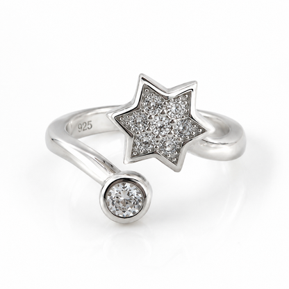 Sterling Silver CZ Star Toe Ring for Women | Adjustable Sparkling Open Toe Ring