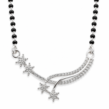 Sterling Silver CZ Star Wave Mangalsutra Necklace for Women 