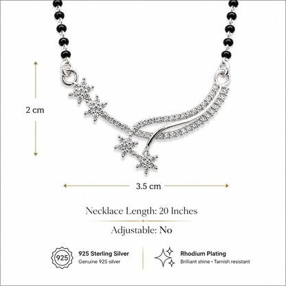 Sterling Silver CZ Star Wave Mangalsutra Necklace for Women 