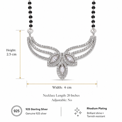 Sterling Silver CZ Wing Design Mangalsutra Necklace for Women