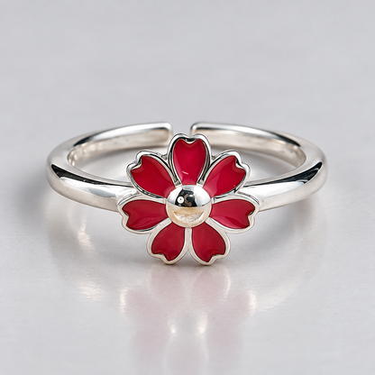 Sterling Silver Enamel Flower Toe Ring – Magenta and Multicolor Adjustable Toe Ring