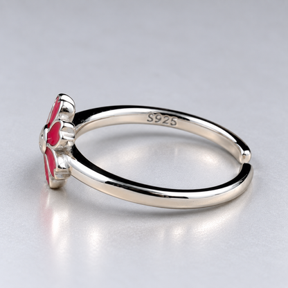 Sterling Silver Enamel Flower Toe Ring – Magenta and Multicolor Adjustable Toe Ring