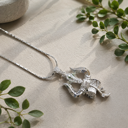 Silver Trishul Damru Pendant with CZ Stones | Premium Mahadev Shiv Pendant for Men & Women