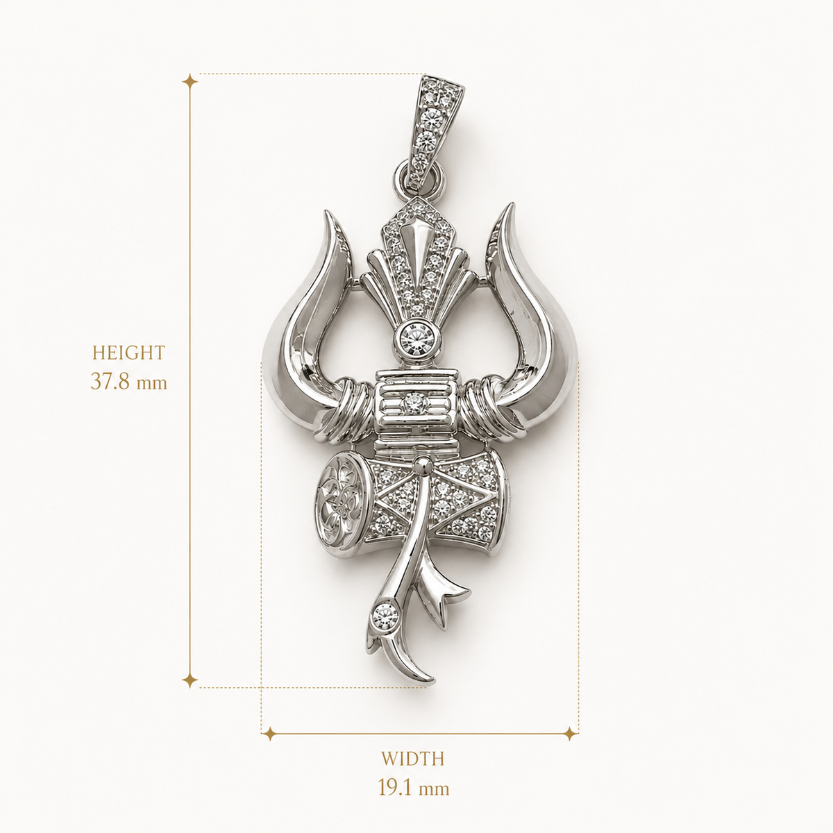 Silver Trishul Damru Pendant with CZ Stones | Premium Mahadev Shiv Pendant for Men & Women